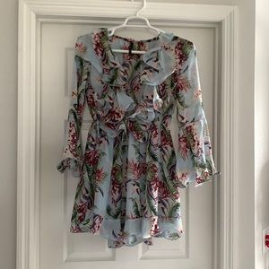 Romper light blue and burgundy